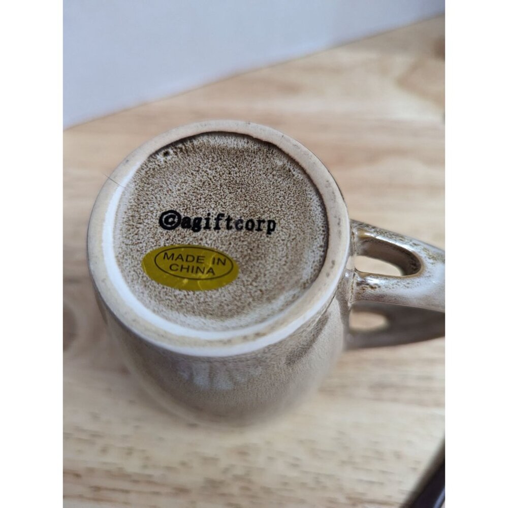 Enjoy Cafe Cayman Islands brown coffe themed mug w/spoon 4 inch @agiftcorp - Picture 11 of 11